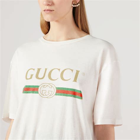 women's white gucci t|Gucci logo t shirt.